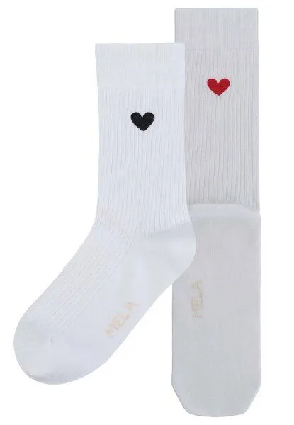MELA MELA Gerippte Socken Stickerei Bundle, Herz rot / herz schwarz, – Produktbild 1 von 4