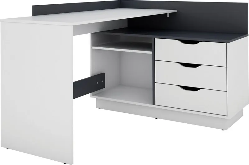 OTTO home Eckschreibtisch Bexley, mit viel Stauraum, Breite 129 cm, rechts oder links montierbar, Weiß, – Produktbild 5 von 5