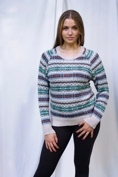 Haus of Namaste Haus of Namaste Handgefertigter Fair-Isle-Pullover | 100 % Lammwolle auf Haferflockenbasis | Nordischer Strickpullover | Nachhaltig und fair – Produktbild 1 von 4