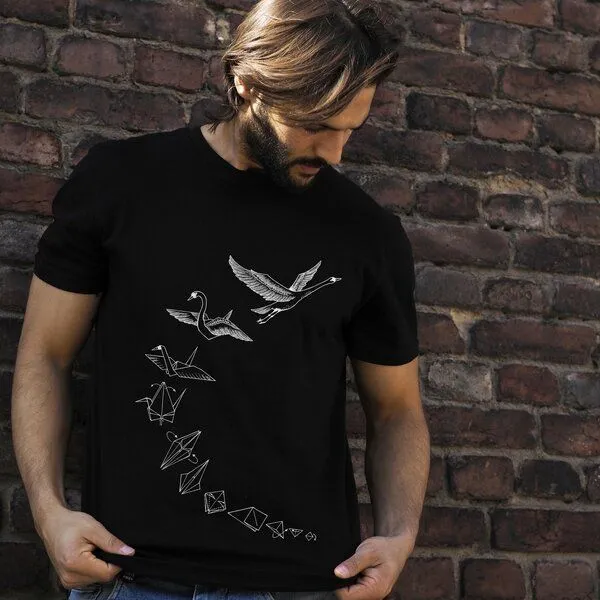 LIGARTI LIGARTI T-shirt - Origami Schwan, Mintgrün, – Produktbild 4 von 5