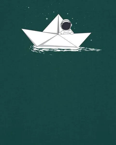 watapparel watapparel T-Shirt Astronaut in paper boat, Glazed green, – Produktbild 3 von 4