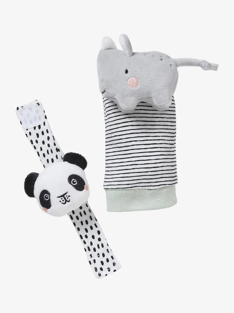 Vertbaudet Baby Rassel-Set aus Armband und Socken mit Tieren, Mehrfarbig, – Produktbild 3 von 3