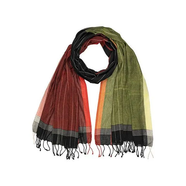 CONTIGO Fairtrade CONTIGO Fairtrade Schal HANDWEAVE aus Biobaumwolle, 200 x 75 cm, Active rot-gün, – Produktbild 1 von 2
