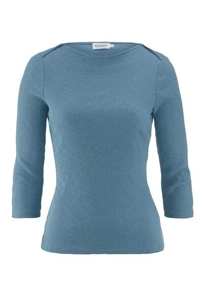 hessnatur hessnatur Boatneck Shirt Slim aus Bio-Baumwolle, Kristallblau, – Produktbild 3 von 4