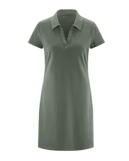 HempAge Hempage Damen vegan Kleid Timeless Summer Flacher Kragen Moosgrün – Produktbild 1 von 1
