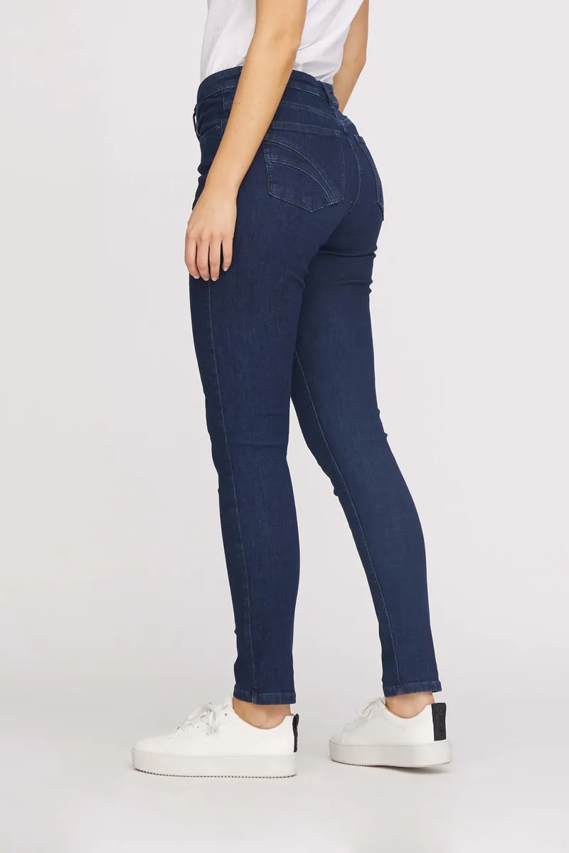 LAURIE LAURIE Damen vegan Jeans Laura Slim Medium Length Ecolabel Dark Blue Denim, Dunkelblau, – Produktbild 2 von 2