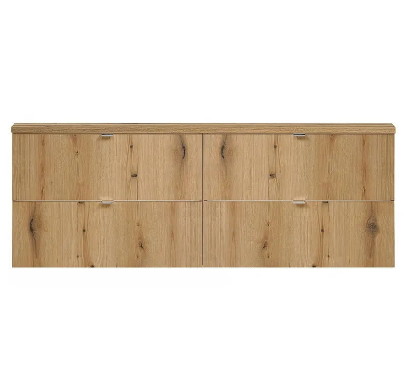 Lomadox Doppelwaschtisch NEWPORT-56-OAK, 160cm, in Eiche, Metallgriffe Chrom glänzend, Braun, – Produktbild 1 von 5