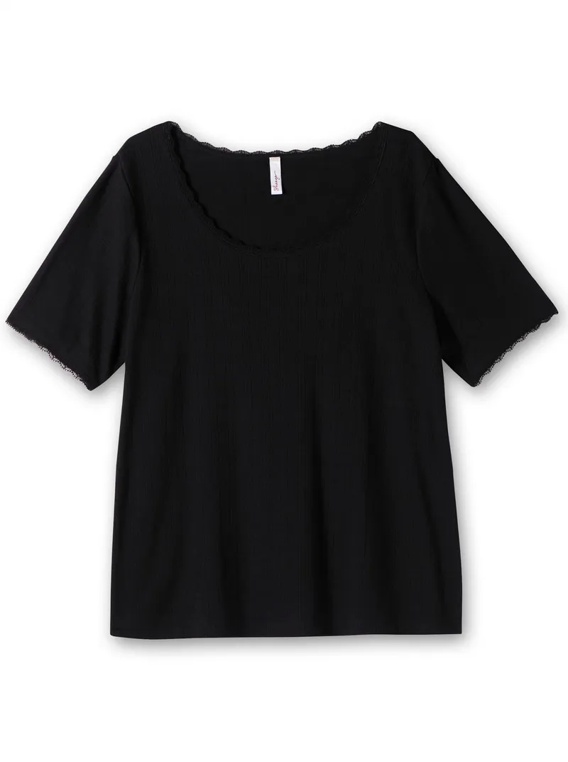 sheego Rippshirt, Schwarz, – Produktbild 1 von 2