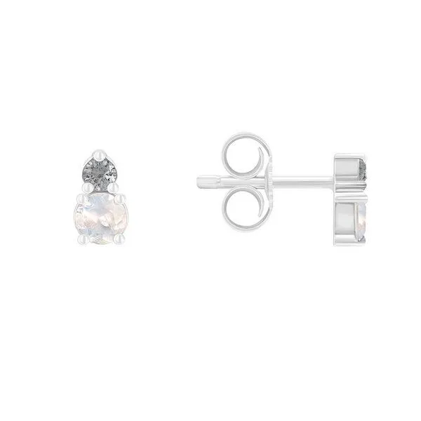 Eppi Eppi Ohrringe mit Mondsteinen und Salt und Pepper Diamanten Josse, Weiss, – Produktbild 3 von 4
