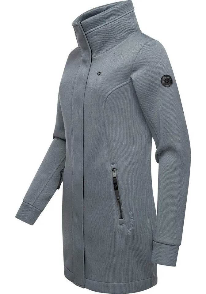 ragwear ragwear Sweatjacke Letrice Bonded Elegante Zip-Jacke mit hohem Kragen in Feinstrickoptik, Grau, – Produktbild 2 von 5