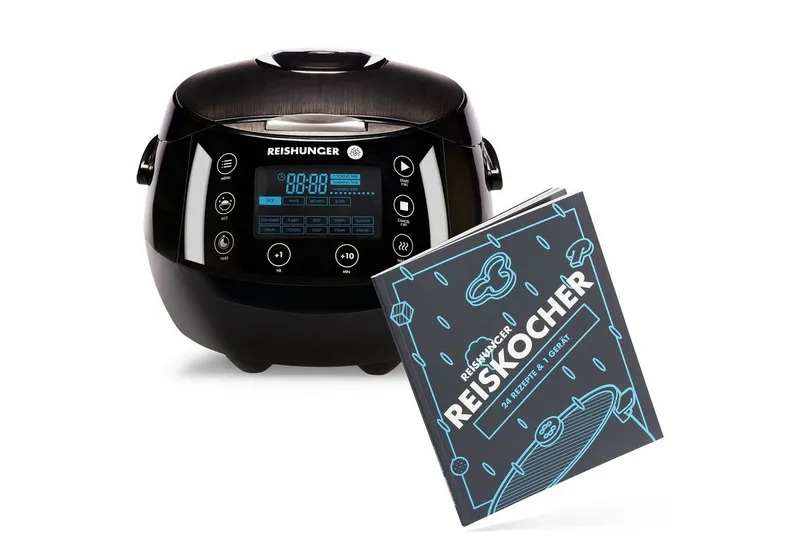 Reishunger Reishunger Reiskocher Digital – 1,5 L – Multikocher – 12 Programme – Keramikbeschichtung, 860 W, Timer- und Warmhaltefunktion, 7-Kochphasen-Technologie, LED-Display, Schwarz, – Produktbild 6 von 6