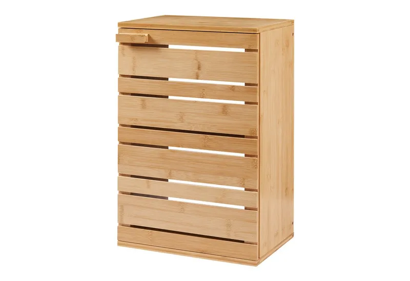 en.casa Hängeschrank »Epind« Badezimmerschrank hängend 50 x 33 x 20 cm Bambus Natur, Beige, – Produktbild 1 von 4