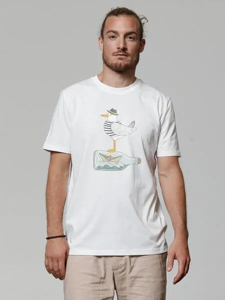 watapparel watapparel T-Shirt Unisex Möwe mit Hut, Off white, – Produktbild 2 von 4