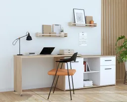 FORTE Schreibtisch Aliklia, multifunktional, Tischplatte ausschwenkbar, mit Rollen, Sideboard – Produktbild 1 von 1