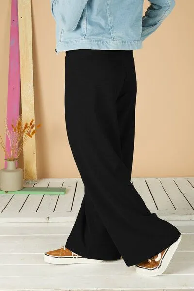 La Gitana La Gitana Lässige Hose „Enja“ aus Bio French Terry, Passform: bequem in weitem Marlene Stil, Schwarz, – Produktbild 4 von 4