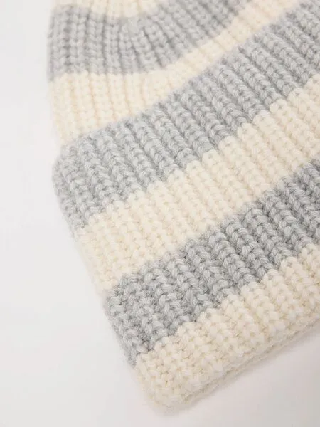 LANIUS LANIUS Streifenmütze aus Bio-Schurwolle und Bio-Baumwolle, Grey melange, – Produktbild 4 von 4