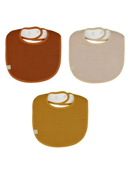 bistyle bistyle Lätzchen Baby Musselin (3 St) Doppelseitig Handtuchfunktion Unisex, Ziegelrot, beige, senfgelb(beige), – Produktbild 1 von 3
