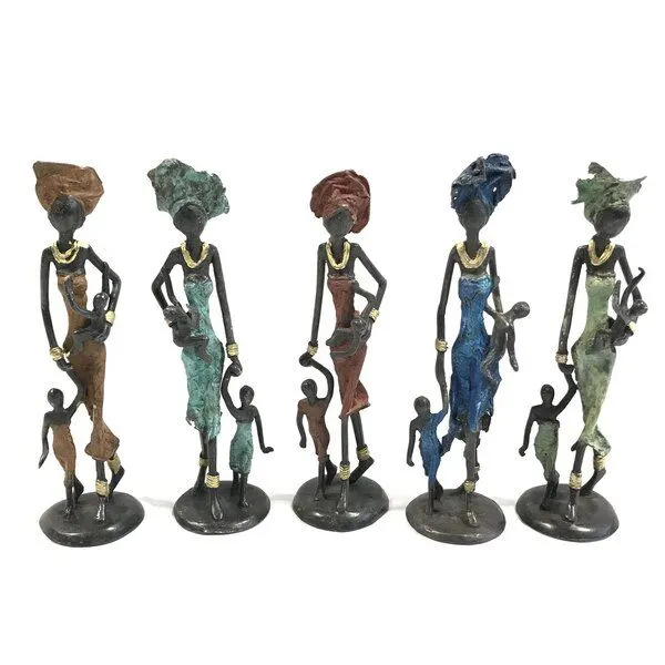 Moogoo Creative Africa Moogoo Creative Africa Bronze-Skulptur "Frau mit Kindern II" by Issouf | 25 cm | Unikat | versch. Farben, Grün, – Produktbild 2 von 2