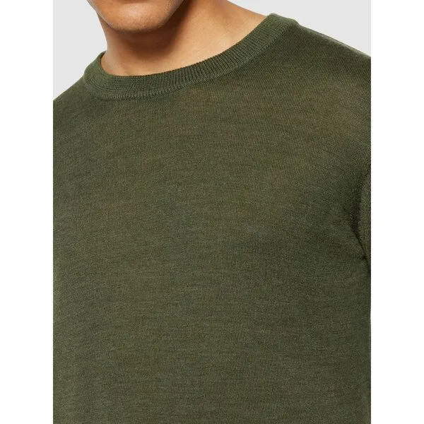 KnowledgeCotton Apparel KnowledgeCotton Apparel Regular merino knit crew neck - aus Merino-Wolle, Grün (forrest night), – Produktbild 3 von 3