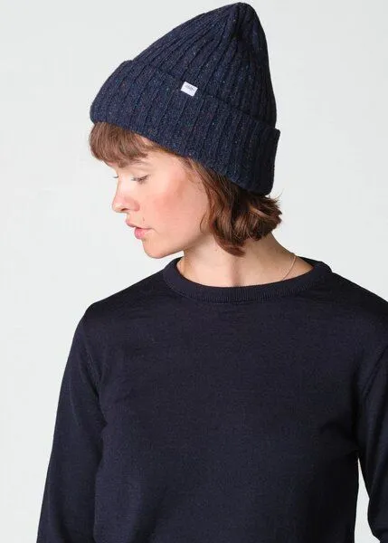 Klitmøller Collective Klitmøller Collective Melierter Beanie aus Wolle, Navy (blau), – Produktbild 3 von 4