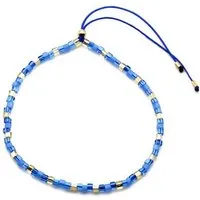 juni juni Blaues Armband "Mare" aus Würfel Perlen mit verstellbarer Schiebeperle aus recyceltem Gold – Produktbild 1 von 1