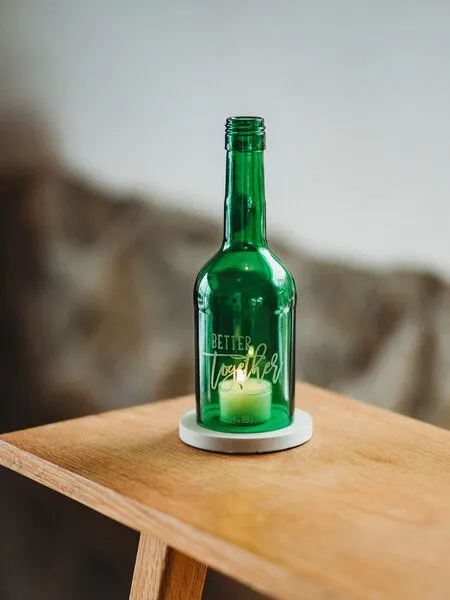 MaBe MaBe BETTER together - Upcycling Windlicht mit Lasergravur - für deine Gemeinsamkeit, Hellgrün, – Produktbild 2 von 3