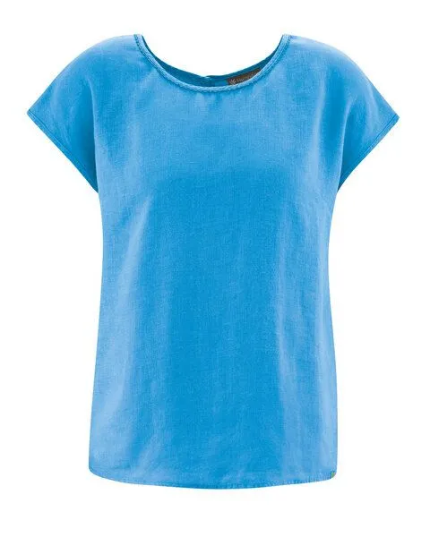 HempAge HempAge 100% Hanfbluse Damen, Topaz (blau), – Produktbild 3 von 4