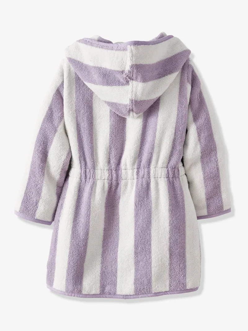 Vertbaudet Kinder Bademantel STRANDKORB Capsule FAMILY, Violett gestreift, – Produktbild 3 von 3