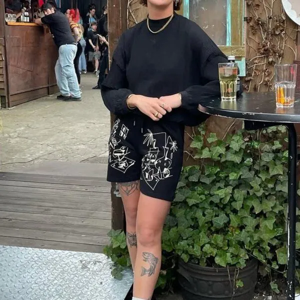 hey hey studios hey hey studios Damen Shorts „why ebay“ French Terry aus Bio-Baumwolle, Schwarz, – Produktbild 3 von 4
