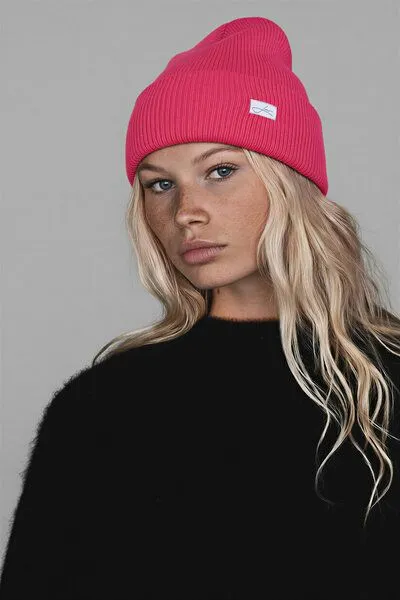 Lou-i Lou-i Mütze mit Umschlag Merinowolle Beanie, Pink, – Produktbild 2 von 3