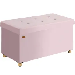 Casaria® Sitzbank Rosa Samt 76x38x42cm mit Stauraum faltbar – Produktbild 1 von 1