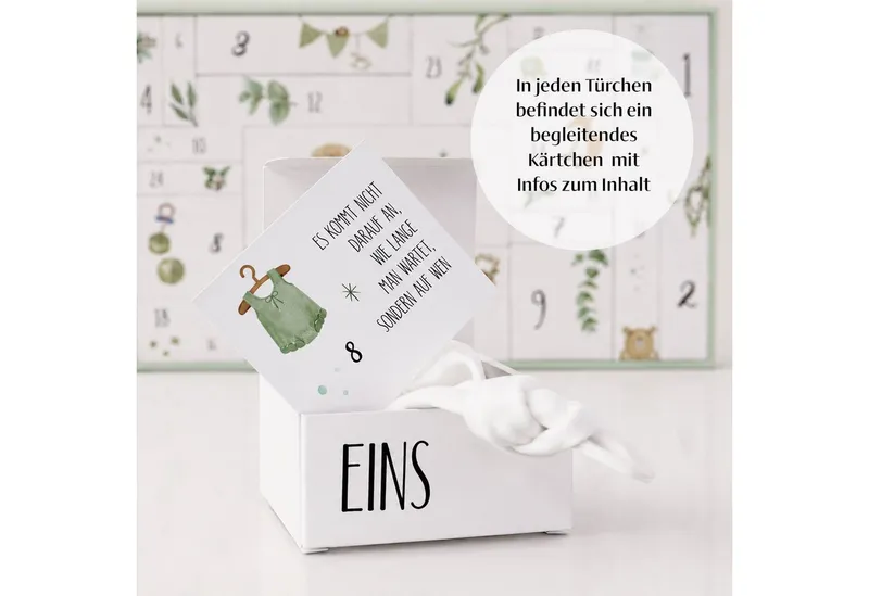 Mami-Countdown Adventskalender Adventskalender für Schwangere 2026 mit 24 Türchen – Limited Edition (Set), Für Mama & Baby, inkl. Online-Adventskalender, Schmuckfarbe wählbar, Silberfarben, – Produktbild 1 von 5