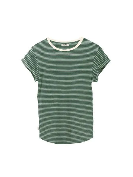 FUXBAU FUXBAU Frauen Streifenshirt - creme grün, bordeaux, blau oder senf, Grün, – Produktbild 3 von 4