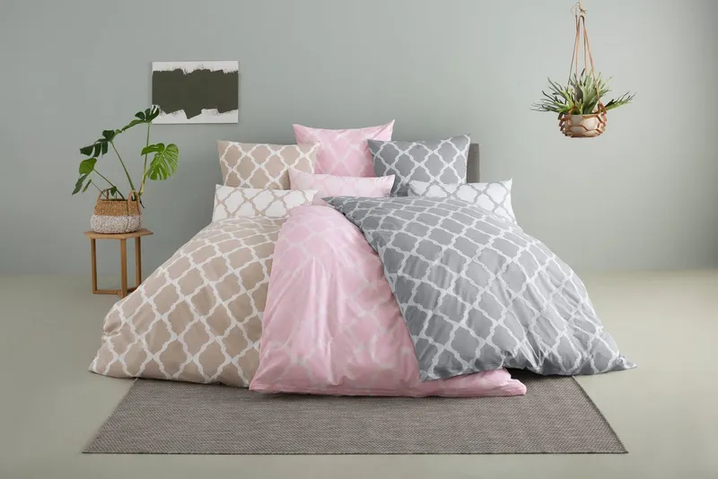 OTTO home Wendebettwäsche Alba in Gr. 135x200 oder 155x220 cm, Biber, 2 teilig, Bettwäsche mit Wendeoptik, in verschiedenen Qualitäten, Baumwolle, Rosa, – Produktbild 2 von 5