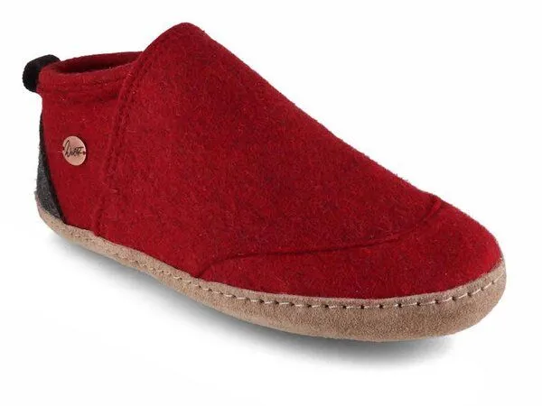 WoolFit WoolFit moderne Filz-Hausschuhe „Taiga“ mit geschlossener Form für einen stabilen Sitz, Dunkelrot, – Produktbild 1 von 4