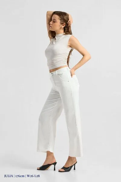 DAWN Damen Jeans BLINK High Waist Wide DAWN Bio-Baumwolle, Off white, – Produktbild 3 von 5
