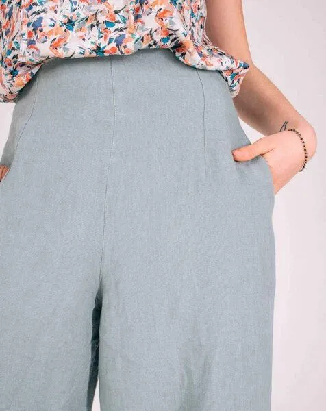 Aatise Aatise Leinenhose weit mit hohem Taillenbund Zove 100% Leinen, Grau, – Produktbild 3 von 4