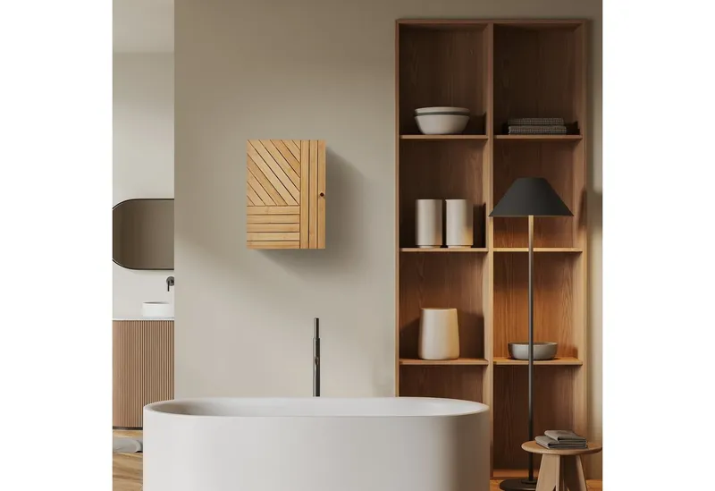 RELAXDAYS RELAXDAYS Hängeschrank Bad Hängeschrank aus Bambus (1-St), Braun, – Produktbild 2 von 5