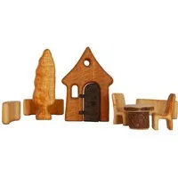 bikeho Holzbausteine natur Haus und Garten, Erlenholz 8-teilig – Produktbild 1 von 1