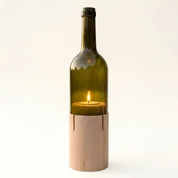 Upglassic Upglassic Upcycling-Windlicht Weinflasche & Buchenholz – Produktbild 1 von 1