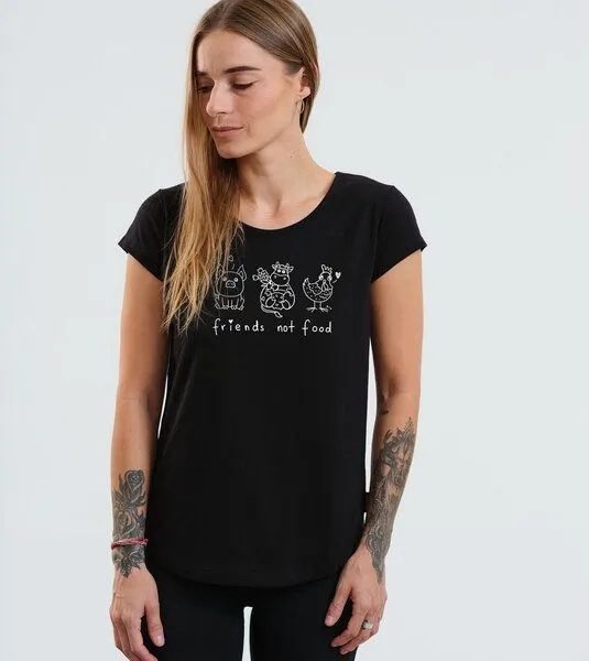 Gary Mash GARY MASH Shirt Asheville Friends not Food aus Bio-Baumwolle, Schwarz, – Produktbild 3 von 4