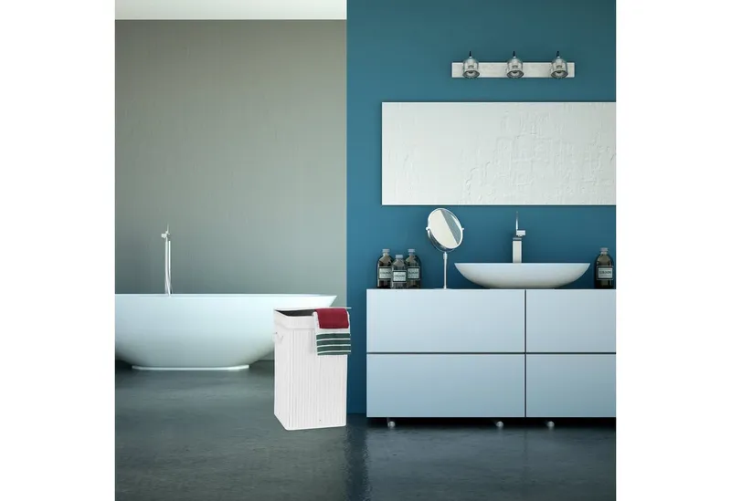 RELAXDAYS RELAXDAYS Wäschekorb Faltbarer Wäschekorb Bambus (1 St), Weiß, – Produktbild 4 von 4