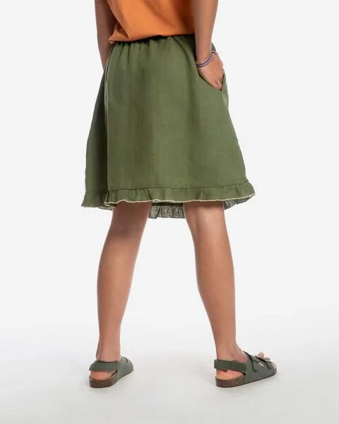 MATONA Matona Rock | Frill Skirt | aus Leinen, Olive, – Produktbild 2 von 4