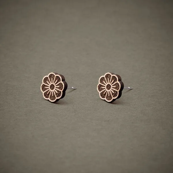 feinformart feinformart Ohrstecker aus Holz Blüte 9mm – Produktbild 1 von 3