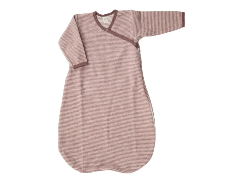 Lilano Lilano Schlafsack Baby Bio-Merinowolle Frottee-Plüsch mauve geringelt Gr.62/68, Rosa, – Produktbild 1 von 1