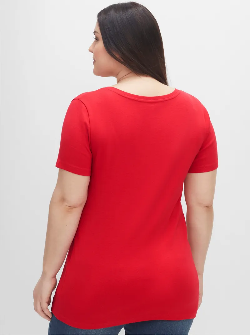sheego T-Shirt schwarz + mohnrot, Schwarz + mohnrot, – Produktbild 2 von 2
