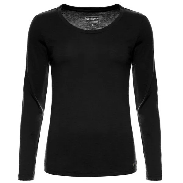 Kaipara - Merino Sportswear Kaipara - Merino Sportswear Merino Shirt Langarm Regularfit 150 Damen weiter Halsausschnitt, Schwarz, – Produktbild 1 von 2