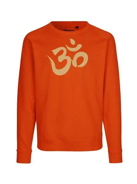 Peaces.bio - handbedruckte Biomode Peaces.bio - handbedruckte Biomode Bio Damen Sweatshirt Loose Fit Om, Orange, – Produktbild 1 von 3