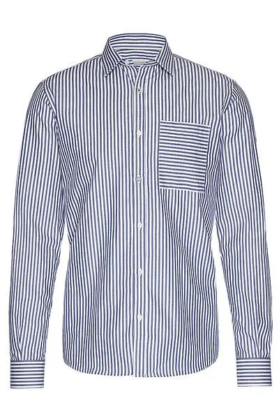 Wunderwerk Wunderwerk Herrenhemd aus Bio-Baumwolle "Metro shirt slim bold stripe", Blau (white with blue 16), – Produktbild 2 von 4