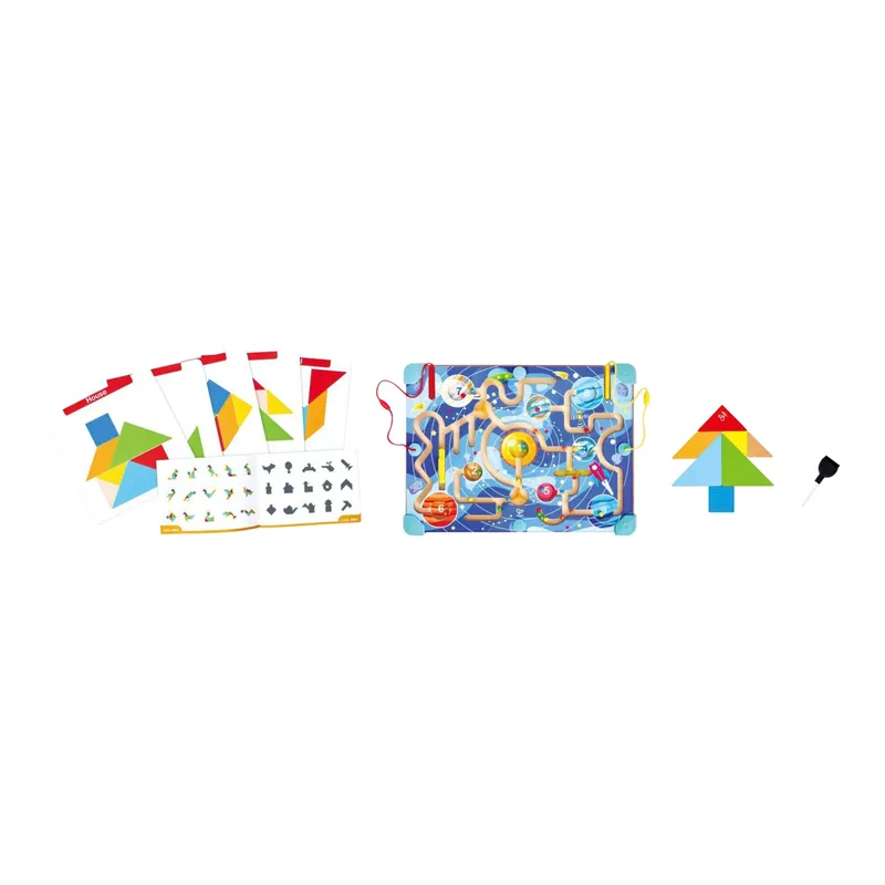 Hape Hape Labyrinth- & Tangram-Tafel Weltraum, Mehrfarbig, – Produktbild 1 von 3